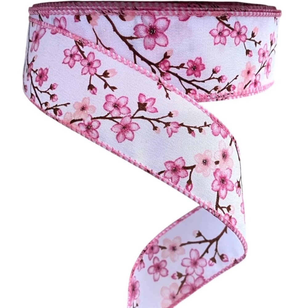 Kirkland Wire-Edged Ribbon 1.5" Wide 50 YD Cherry Blossoms Ribbon NEW